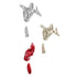 Conjunto de tres esculturas Wall Runners // Rojo metalizado, dorado y cromado