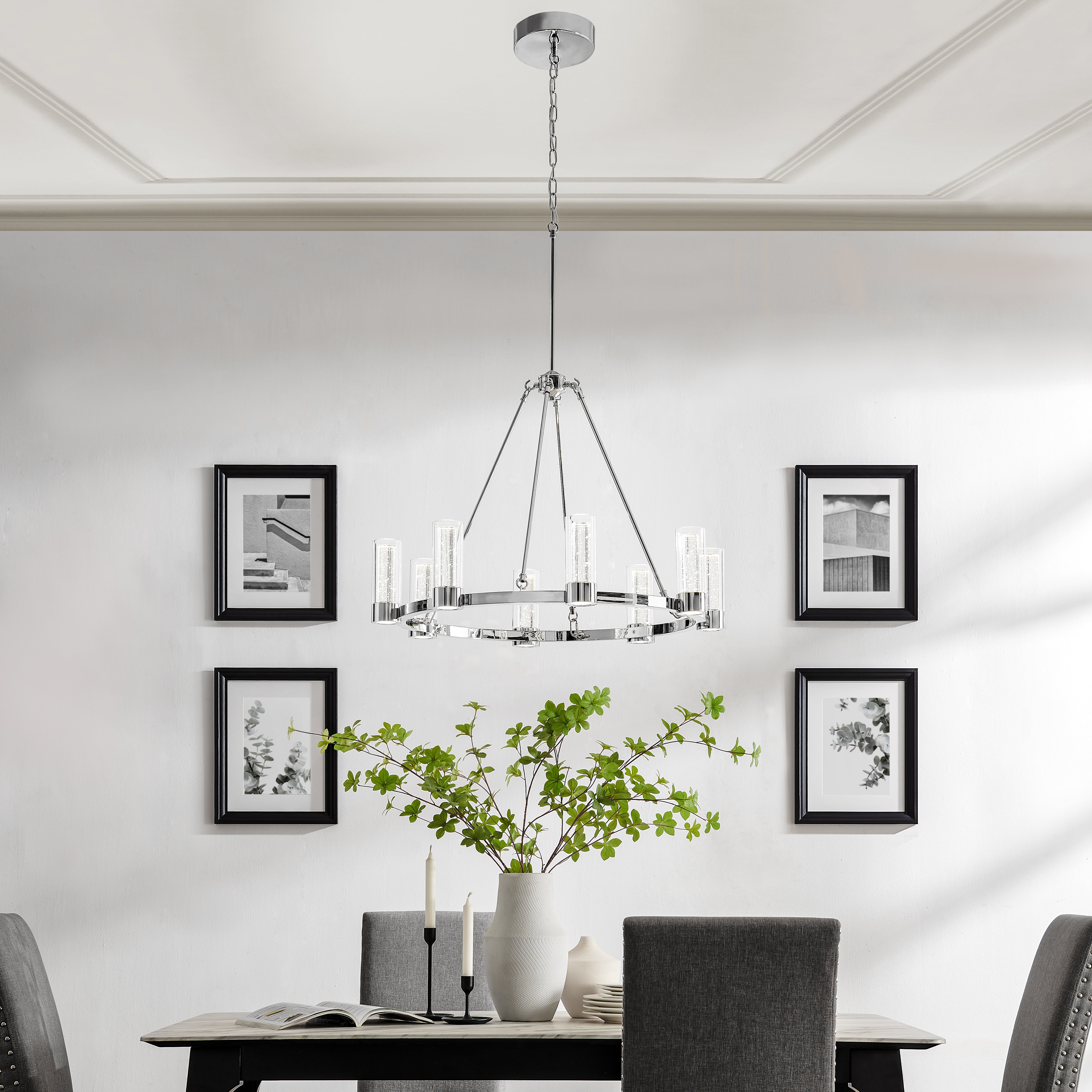 Victory 8 Light Chandelier //  Chrome