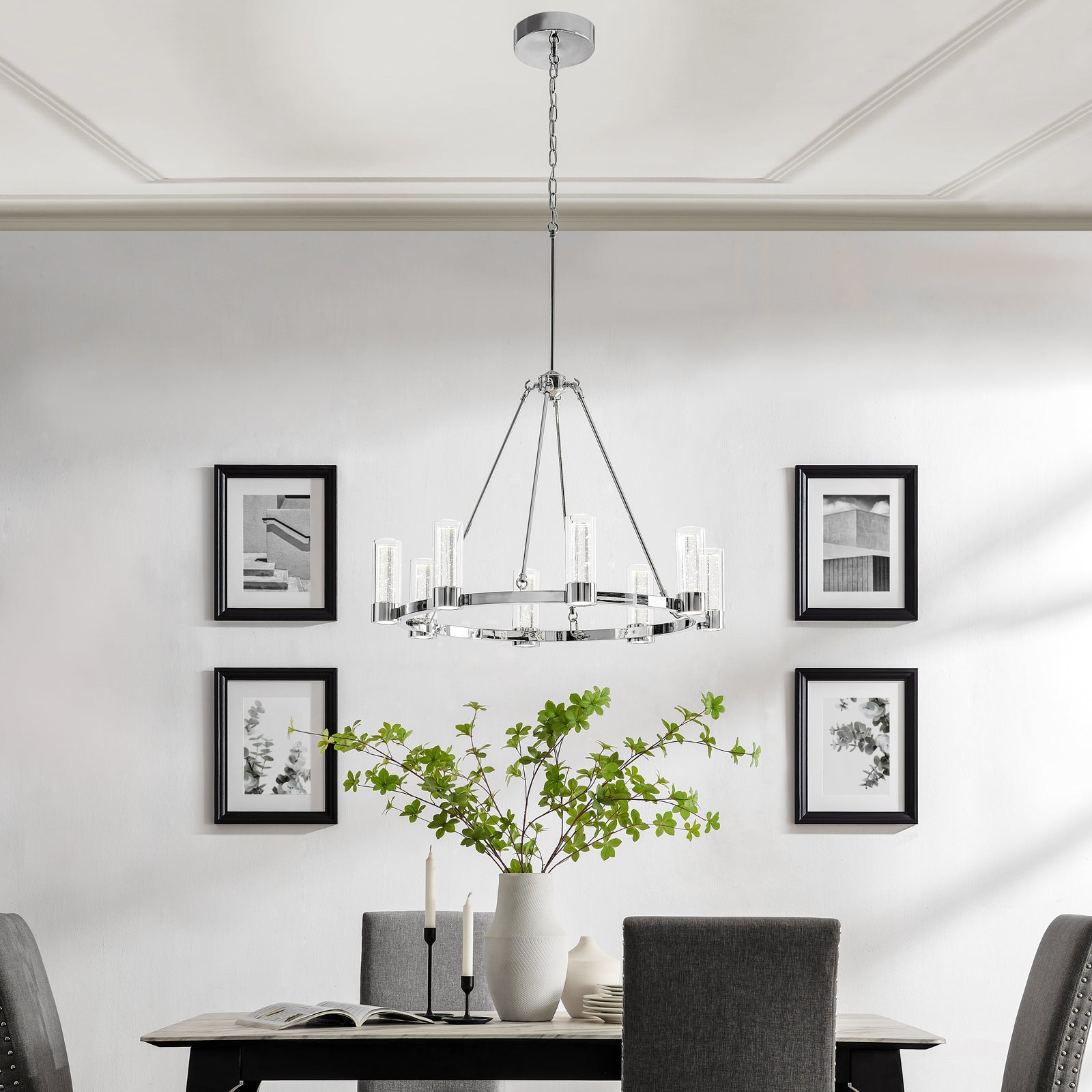 Victory 8 Light Chandelier //  Chrome