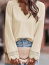 Relaxed Fit Ribbed Knit Blouse with Lace Trim