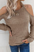 Open Shoulder Distressed Long Sleeve Top