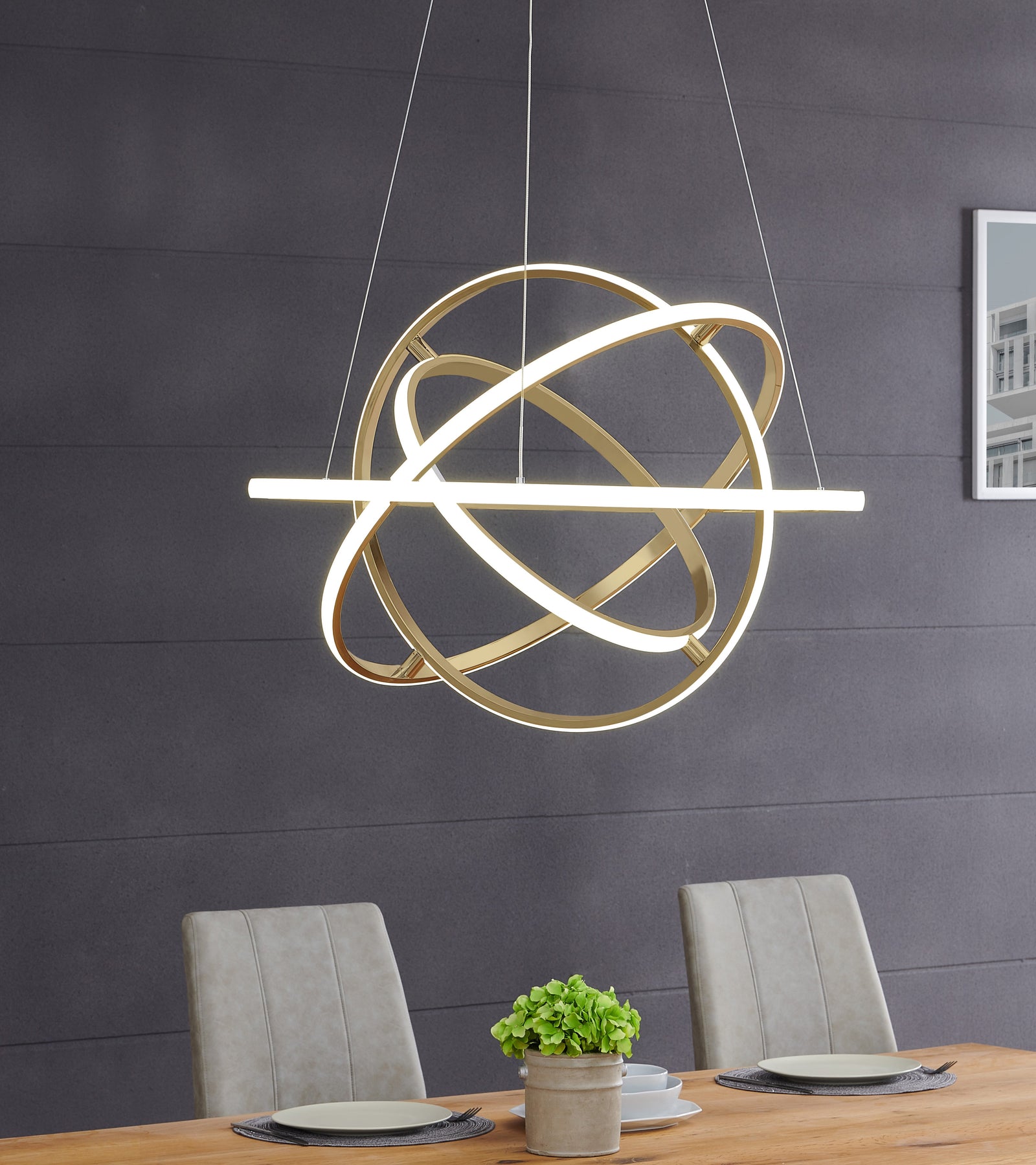 Lámpara de araña LED ajustable Oxford // Oro arena