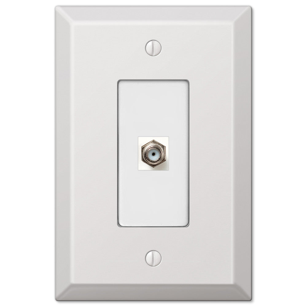 Oversized White Steel - 1 Cable Jack Wallplate