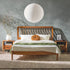 Cama de madera maciza con estructura de husillo de estilo moderno de mediados de siglo