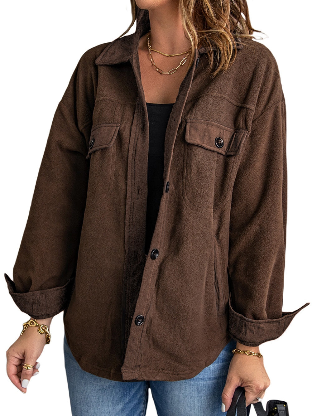 Warm Brown Fleece Shacket