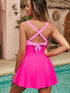 Pink Two-Tone Flared One-Piece Swimsuit