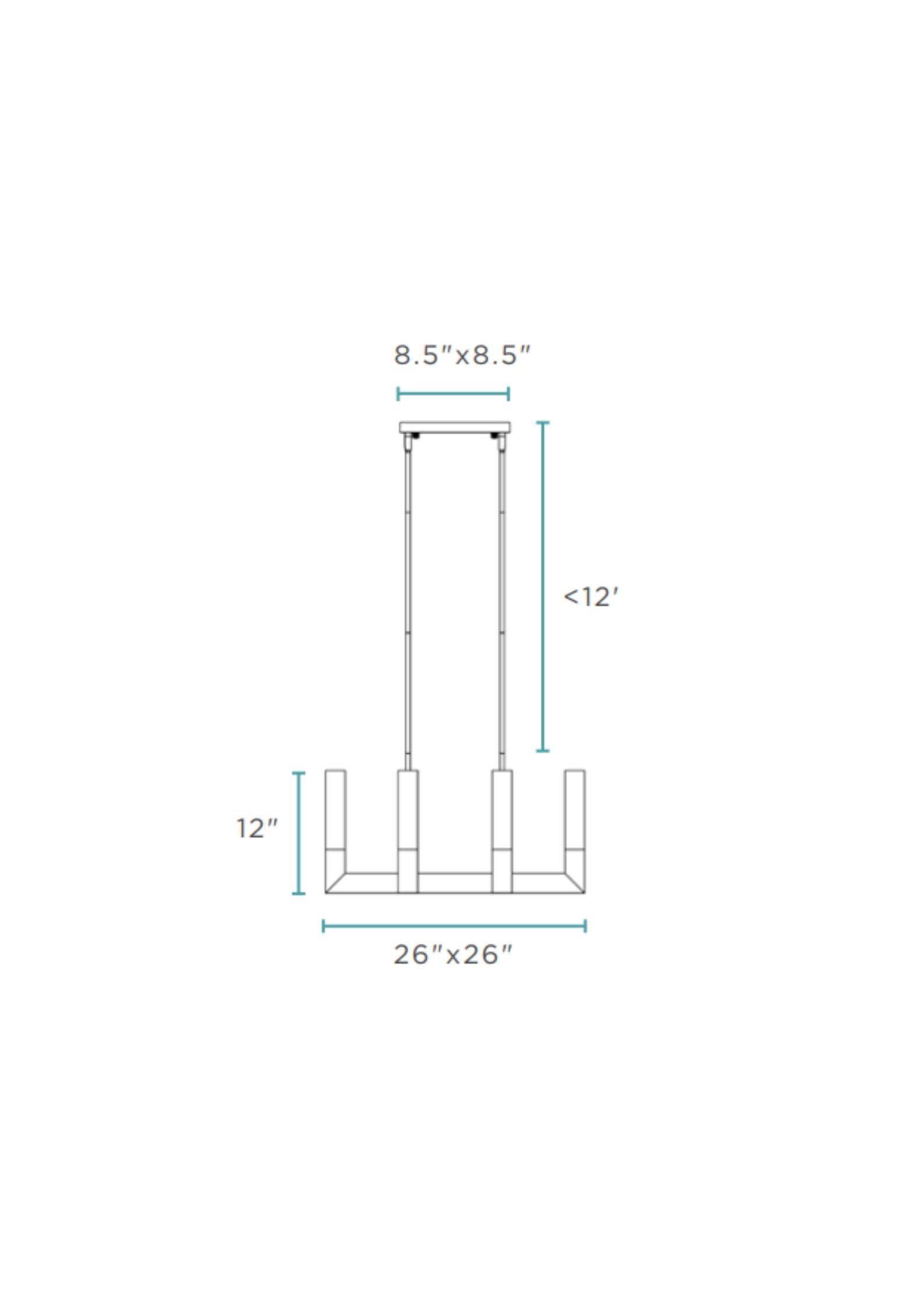 Lámpara de araña LED Dianyi de cristal cuadrada de 8 luces // Plata