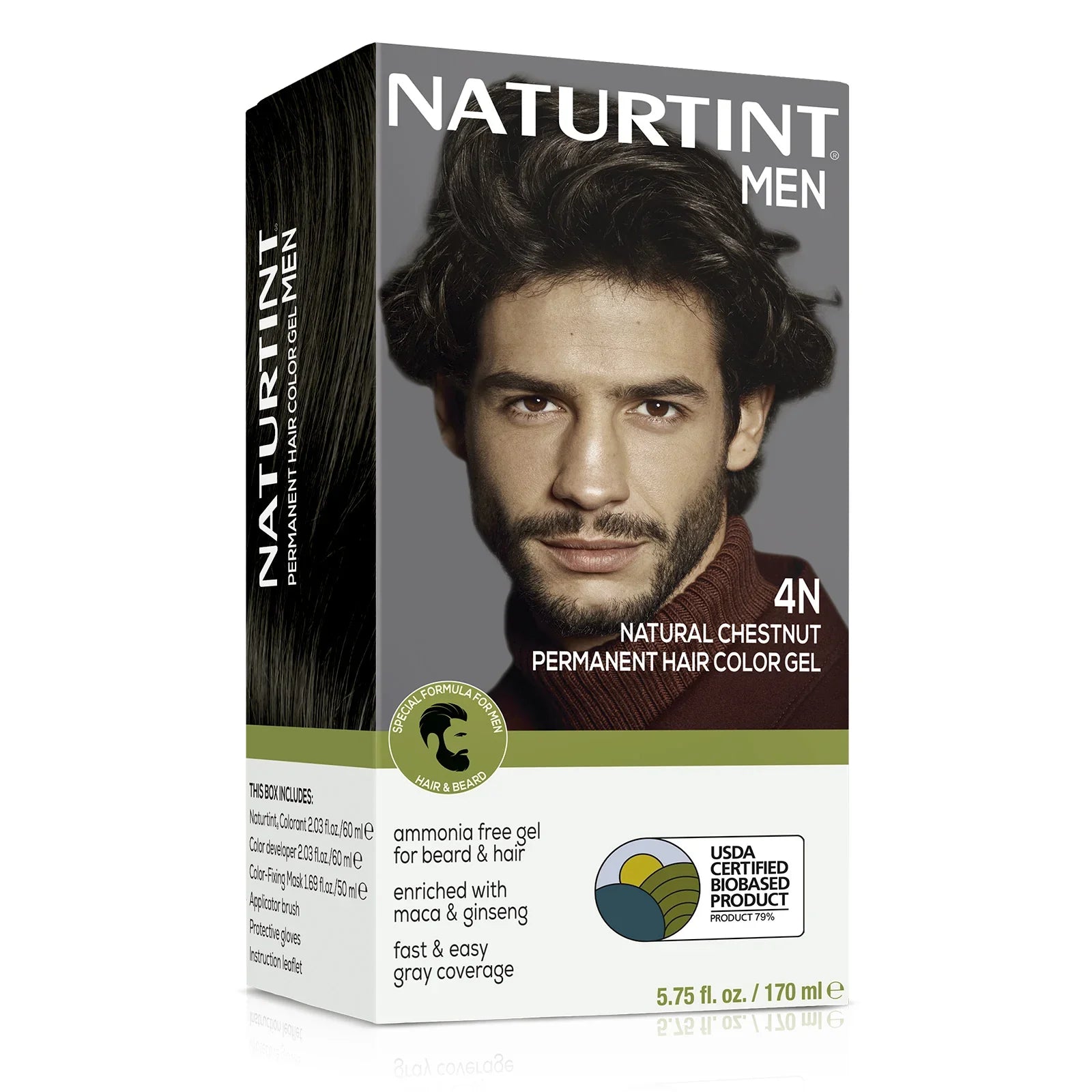 Tinte para el cabello Naturtint Men - Castaño 4N, 150 ml - Tinte natural para el cabello