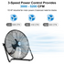 ACHAZEL 20" High Velocity Floor Fan, 3 Speed 5200 CFM Heavy Duty Metal Industrial Floor Fan with Wall-Mounting System, Ideal for Garage, Workshop, Greenhouse and Basement