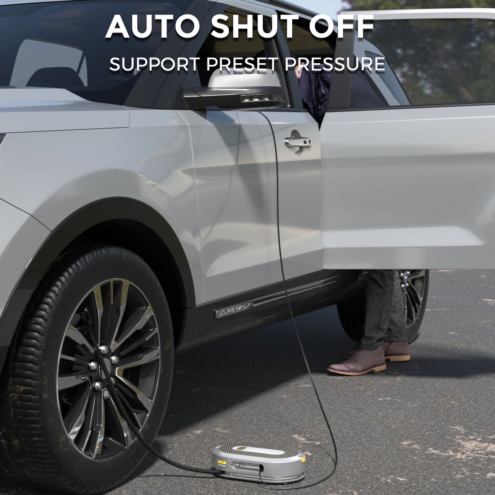 Inflador de neumáticos retráctil para coche