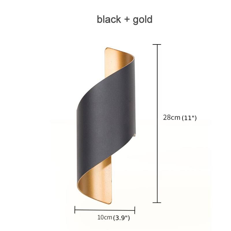 Lámpara de pared creativa de aluminio para exteriores, impermeable, de color blanco y negro, para patio