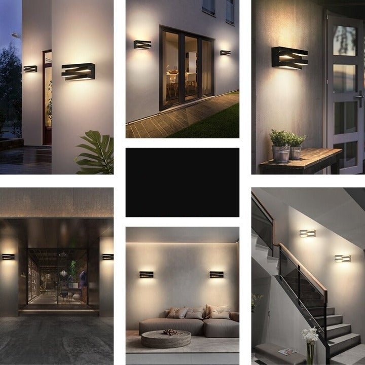 Aplique de pared LED de aluminio para exteriores e interiores, en blanco y negro, para jardín, villa y porche