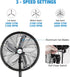 ACHAZEL 18" Outdoor Misting Pedestal Fan: 3-Speed, Adjustable Height, 120° Oscillation, Waterproof & UL Listed