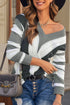 Geometric Pattern V-Neck Top