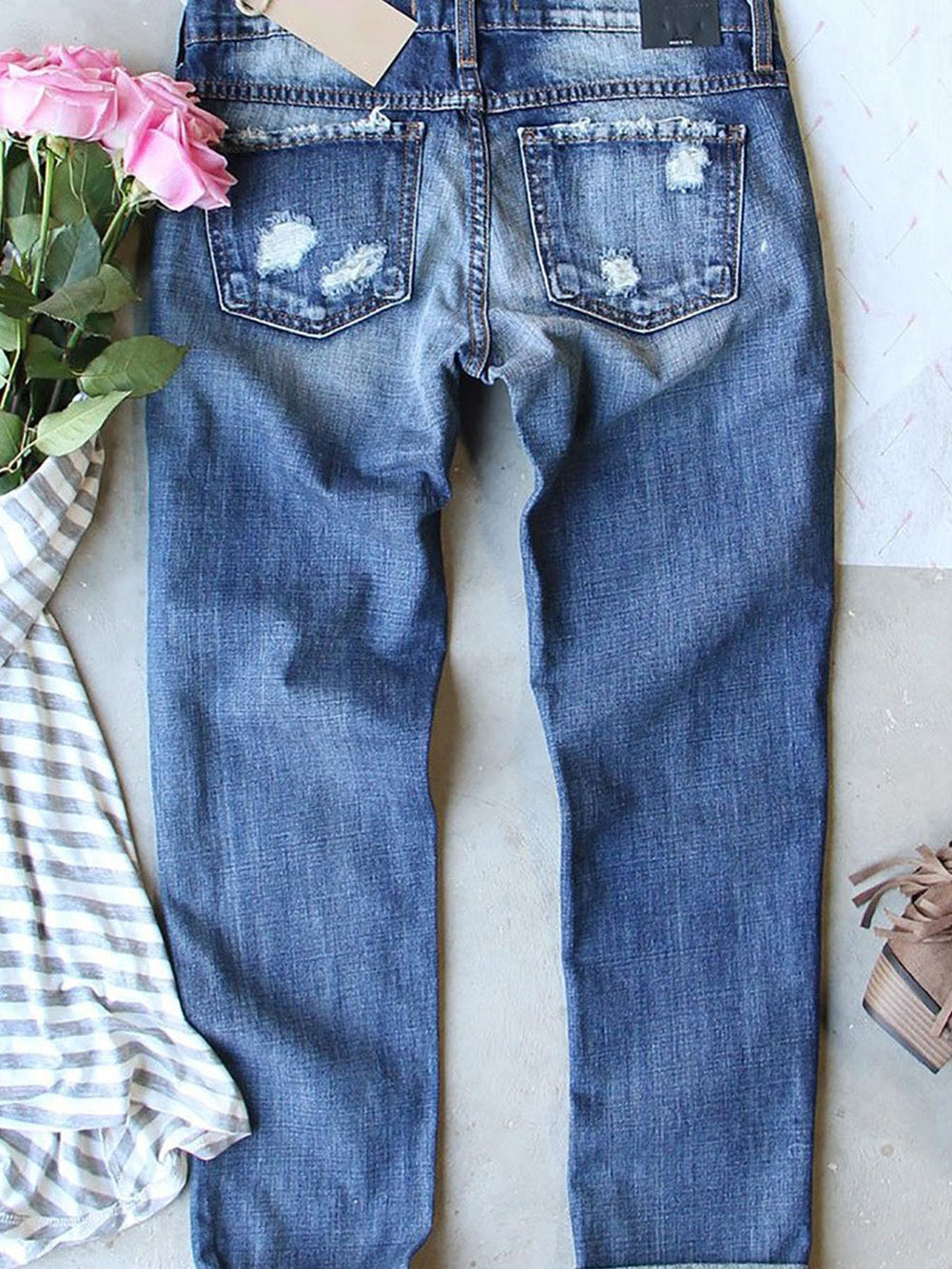 Ripped Jeans with Patriotic Patches