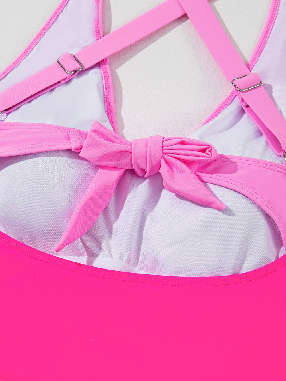Pink Two-Tone Flared One-Piece Swimsuit