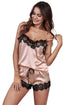 Women's 5-Piece Satin Pajama Set, Lace Trimmed