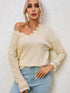 Relaxed Fit Ribbed Knit Blouse with Lace Trim