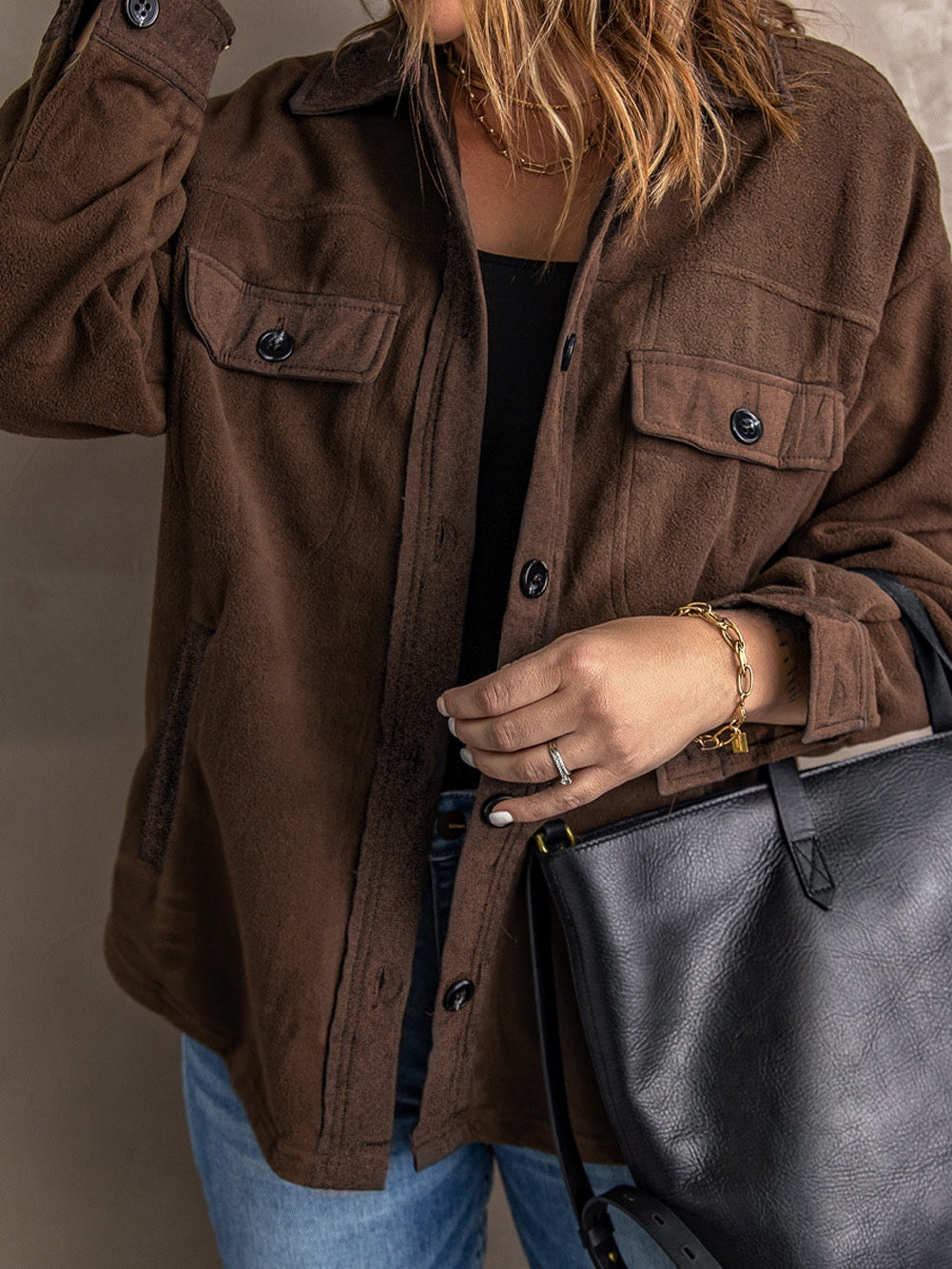 Warm Brown Fleece Shacket