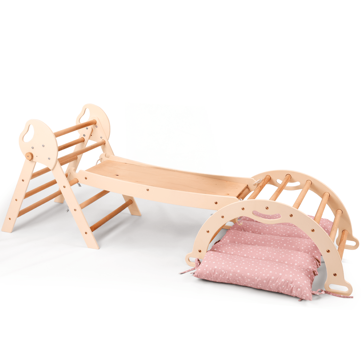 4 in 1 Montessori Climbing Set: Pikler Triangle, Arch, Slide Board, and Cushion for Toddlers (1–3 Years)