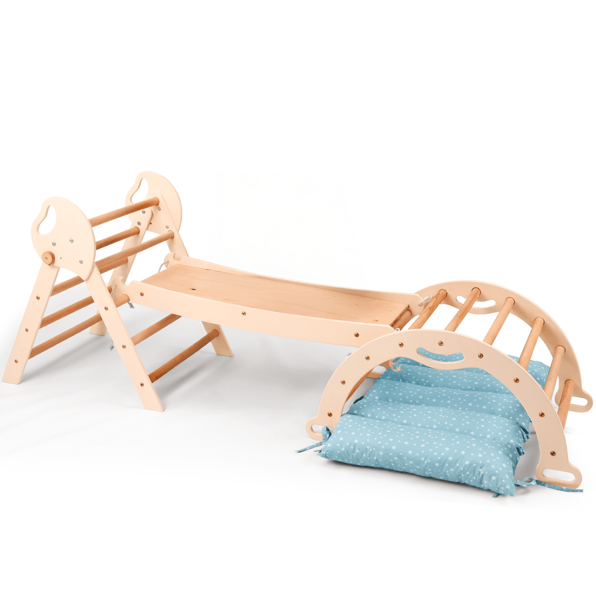 4 in 1 Montessori Climbing Set: Pikler Triangle, Arch, Slide Board, and Cushion for Toddlers (1–3 Years)