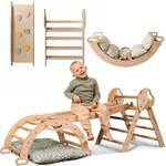 4 in 1 Montessori Climbing Set: Pikler Triangle, Arch, Slide Board, and Cushion for Toddlers (1–3 Years)