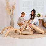 4 in 1 Montessori Climbing Set: Triangle Ladder + Climbing Arch + Slide Board + Cushion (1-3 y.o)