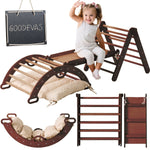 4 in 1 Montessori Climbing Set: Triangle Ladder + Climbing Arch + Slide Board + Cushion (1-3 y.o)
