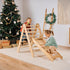 4 in 1 Montessori Climbing Set: Triangle Ladder + Climbing Arch + Slide Board & Cushion – Beige