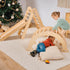 4 in 1 Montessori Climbing Set: Triangle Ladder + Climbing Arch + Slide Board & Cushion – Beige