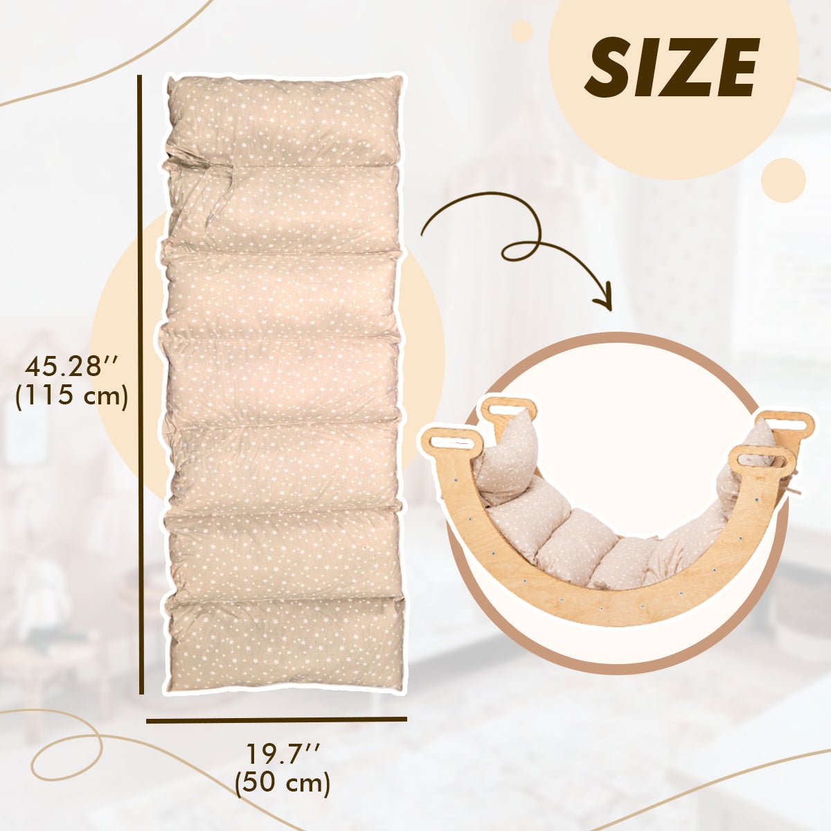 4 in 1 Montessori Climbing Set: Triangle Ladder + Climbing Arch + Slide Board & Cushion – Beige