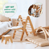4in1 Montessori Climbing Set: Triangle Ladder + Climbing Arch + Slide Board + Net – Beige