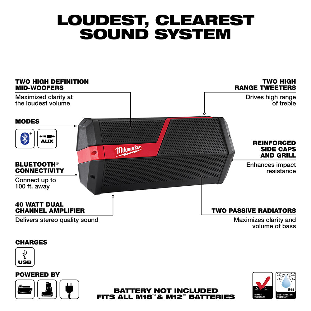 Altavoz inalámbrico para el lugar de trabajo Milwaukee 2891-20 M18™/M12™