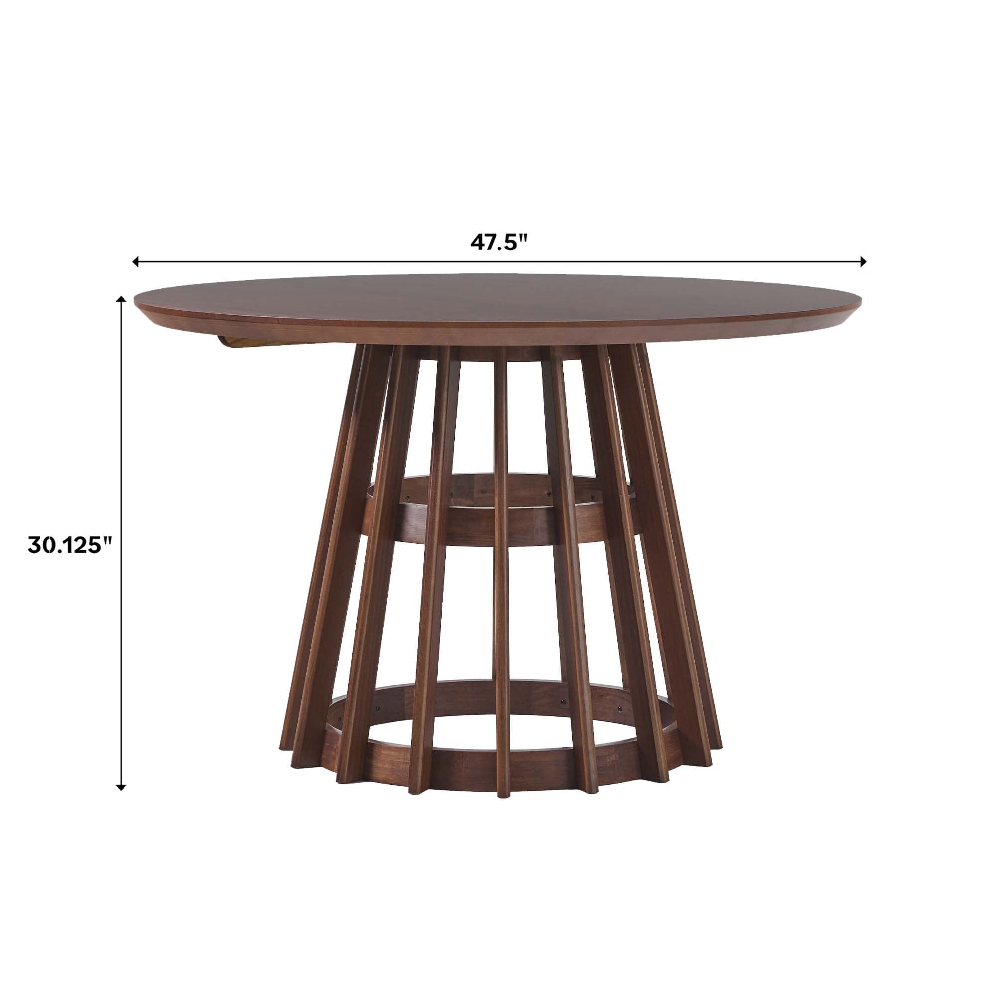 Mesa de comedor moderna redonda de madera maciza de 48 pulgadas