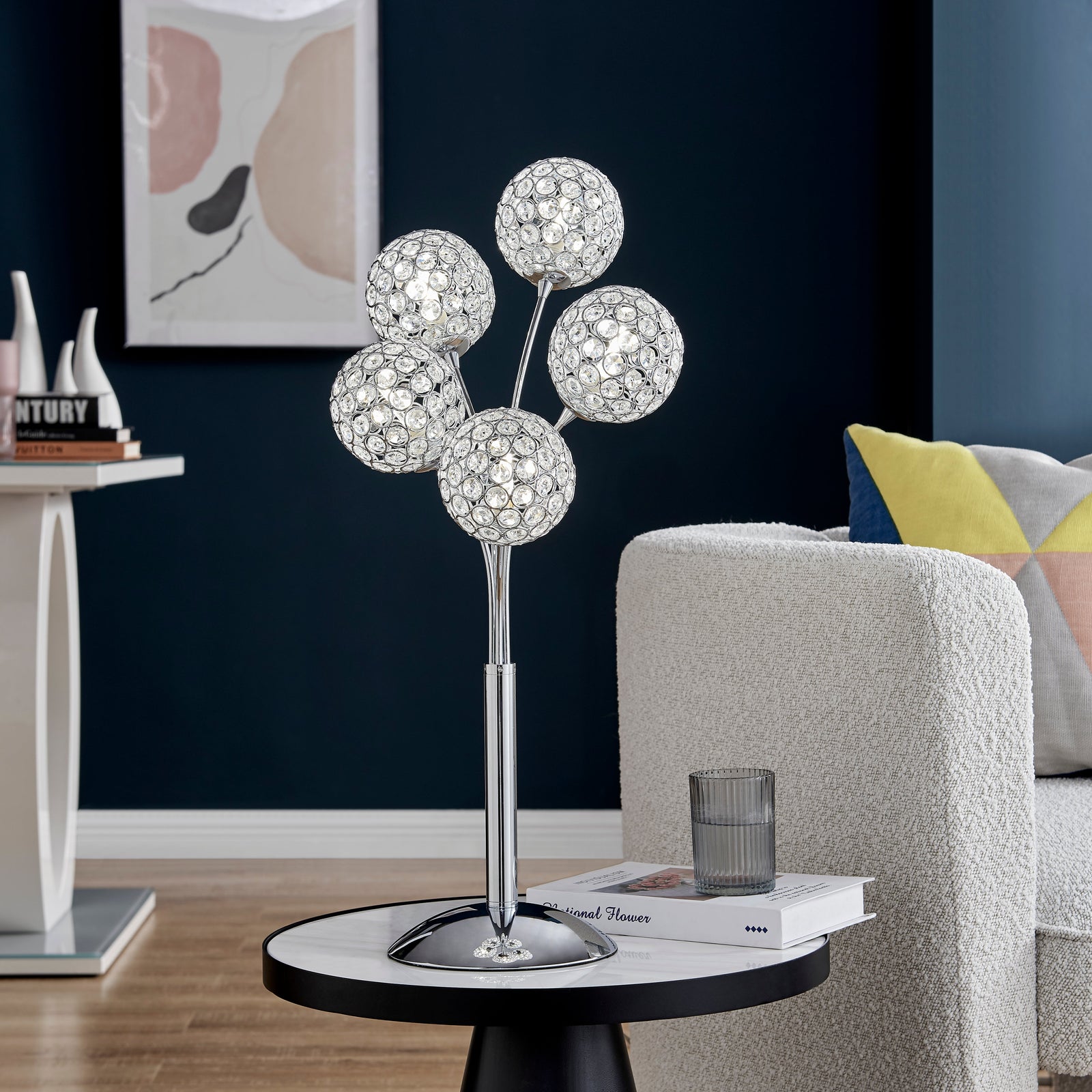 Lámpara de mesa con cúpulas de cristal de Tailandia // 5 luces