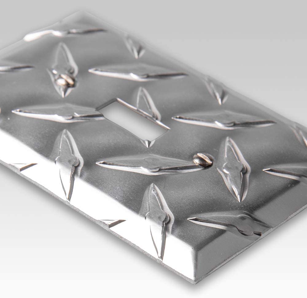 Diamond Plate Aluminum - 3 Rocker Wallplate