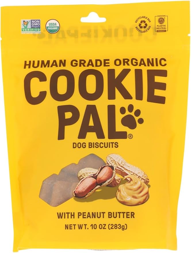 Cookie Pal - Galletas de mantequilla de maní orgánicas para perros, 10 oz (caja de 4) - Sin gluten