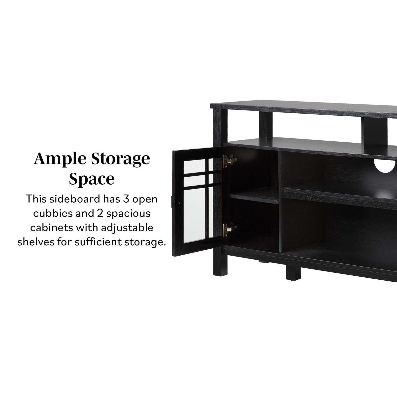 Aparador tipo buffet y mueble de TV de estilo transicional de 2 puertas y 58