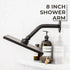 8 in. Stainless Steel Shower Head Extension Arm with Flange (Black Finish)