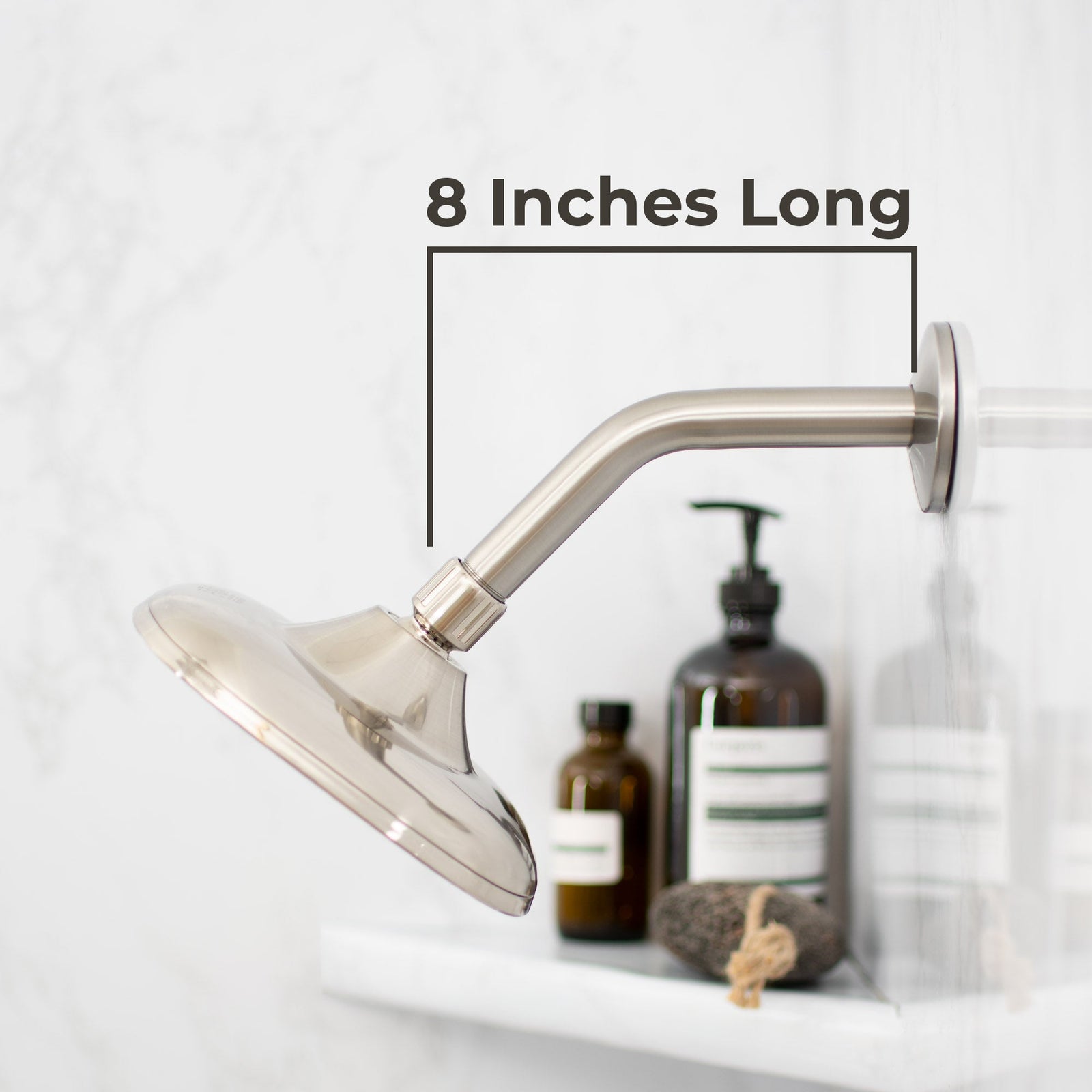 8 in. Stainless Steel Shower Head Extension Arm with Flange (Brushed Nickel Finish)