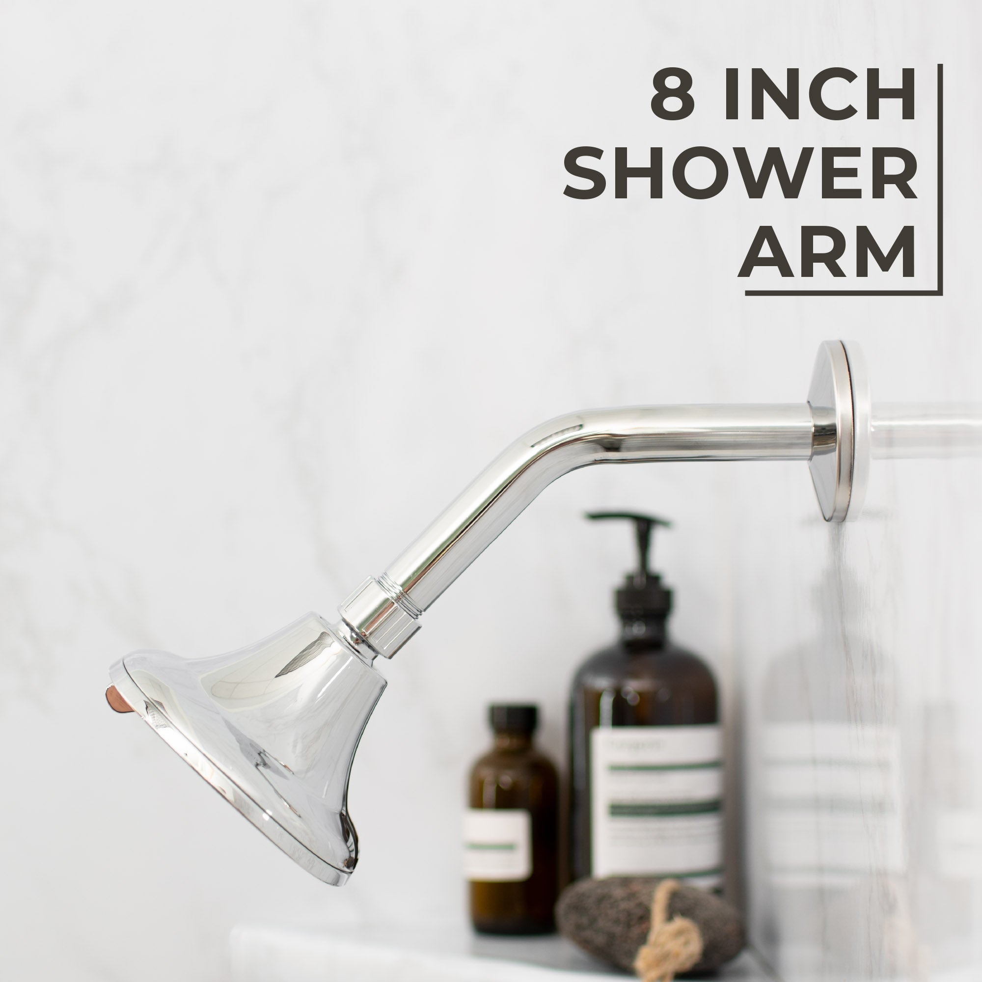 8 in. Stainless Steel Shower Head Extension Arm with Flange (Chrome Finish)