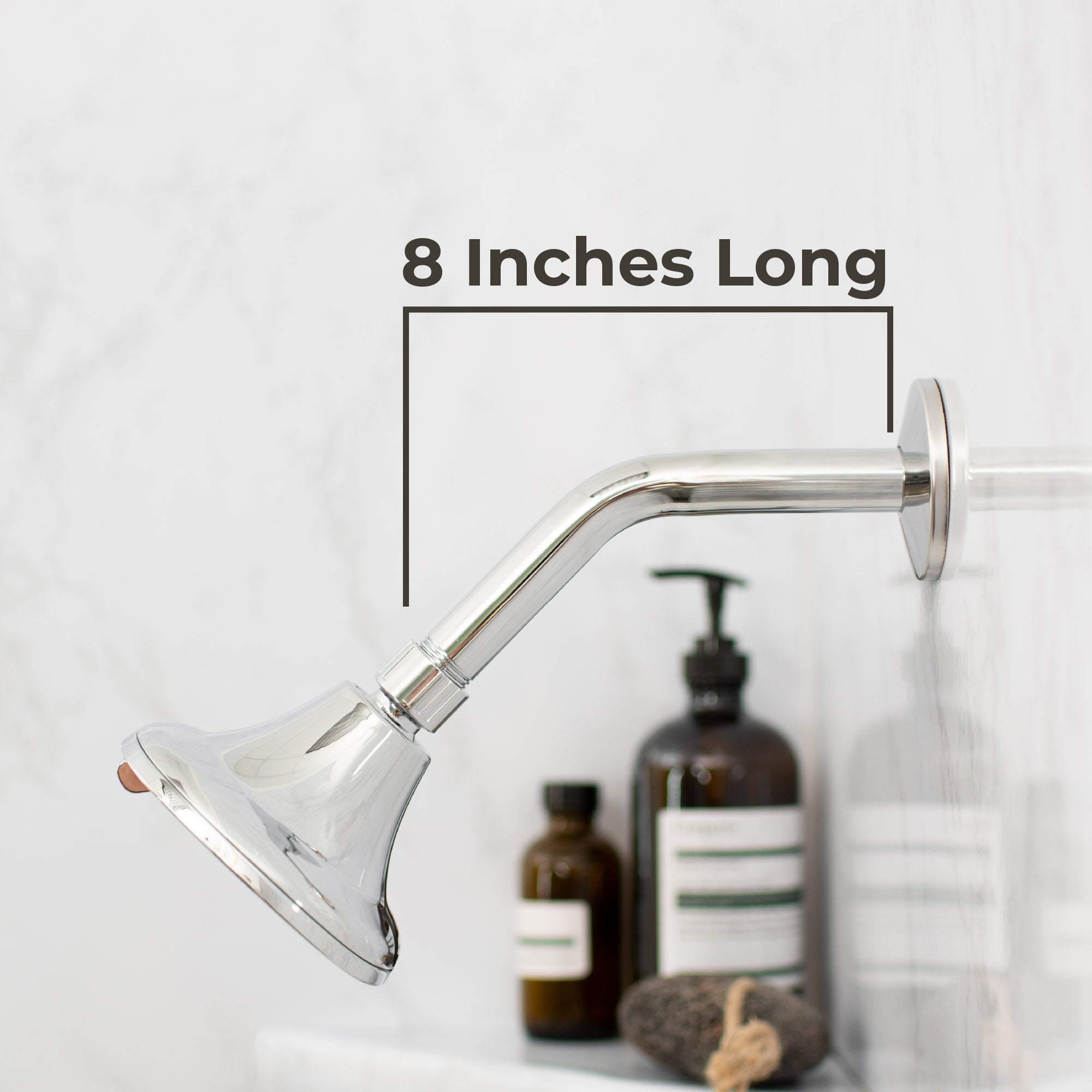 8 in. Stainless Steel Shower Head Extension Arm with Flange (Chrome Finish)