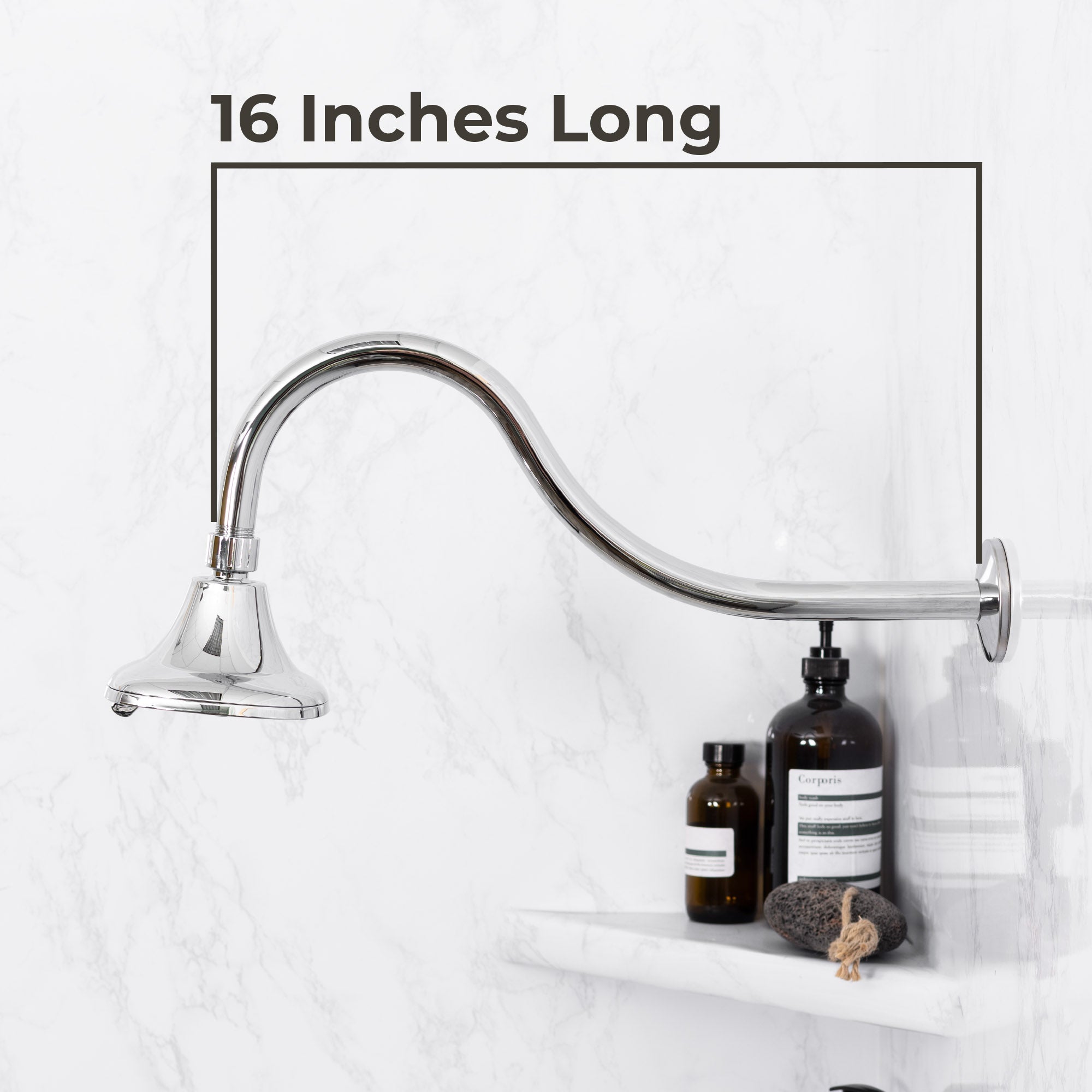 16 in. High-Arc Hook Shower Head Extension Arm (Chrome Finish)