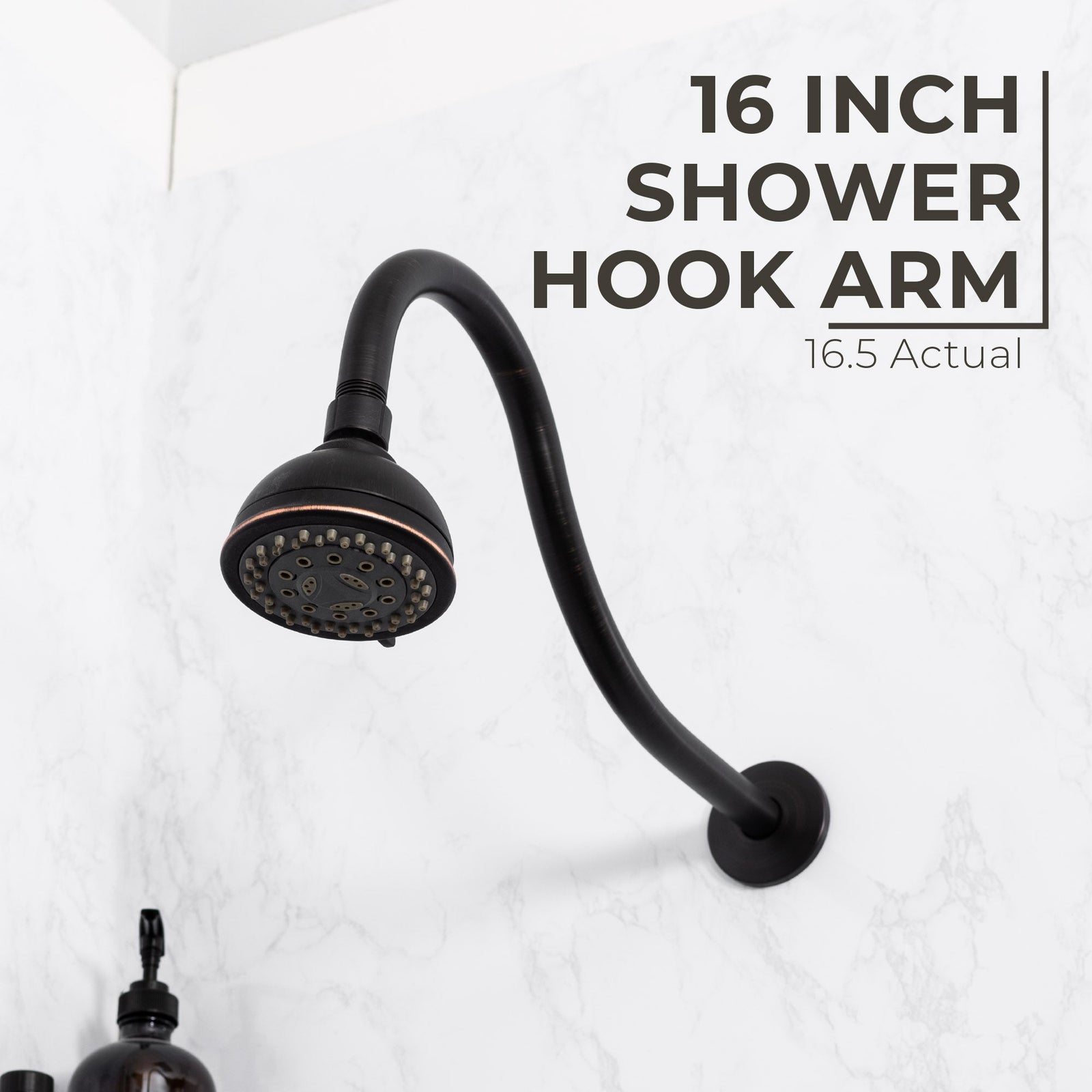 16 in. High-Arc Hook Shower Head Extension Arm (Oil-Rubbed Bronze Finish)