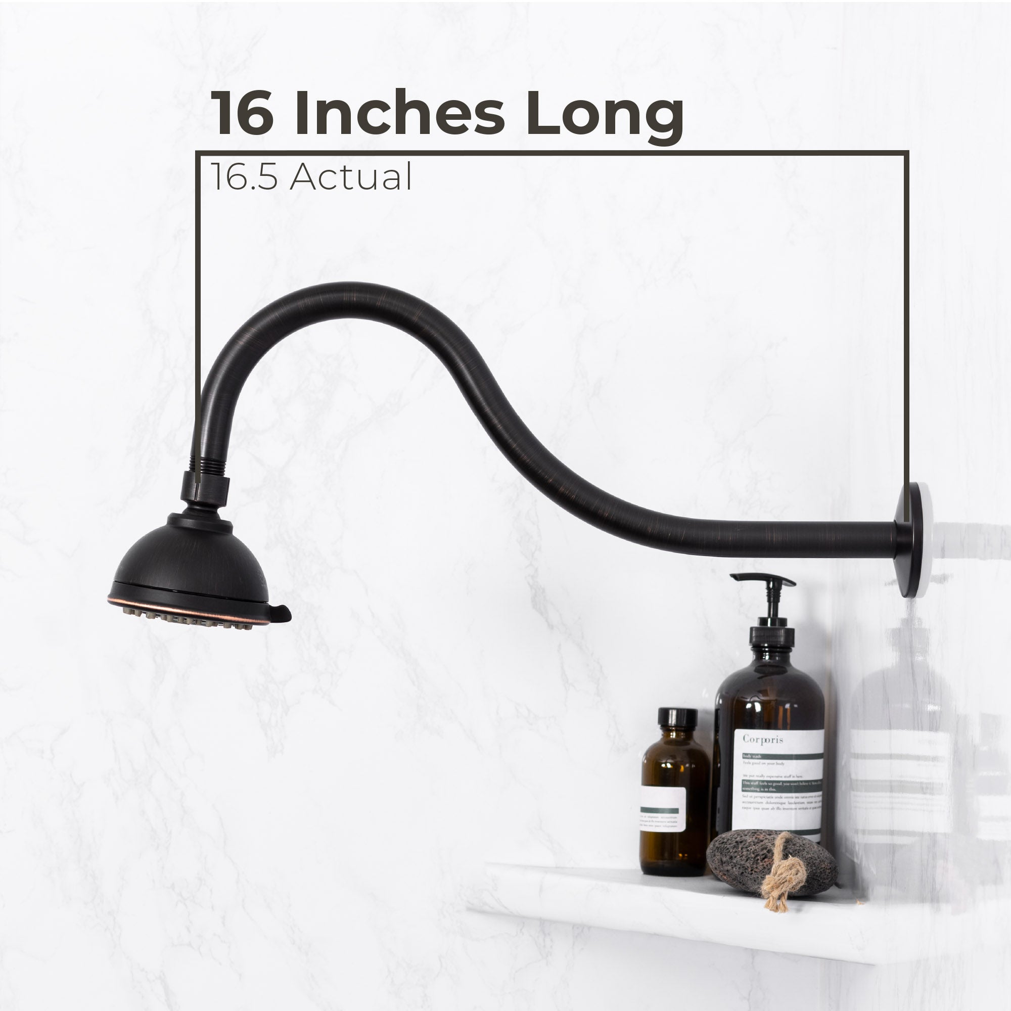 16 in. High-Arc Hook Shower Head Extension Arm (Oil-Rubbed Bronze Finish)