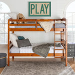 Cama litera de madera maciza Carolina de estilo transicional con dos camas individuales