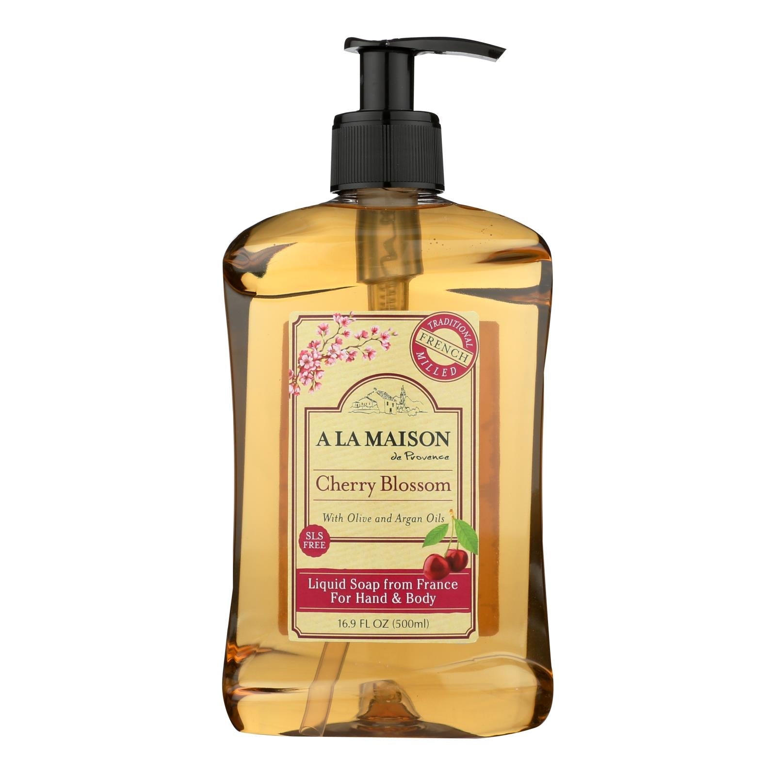 Jabón líquido francés A La Maison, flor de cerezo - 500 ml 