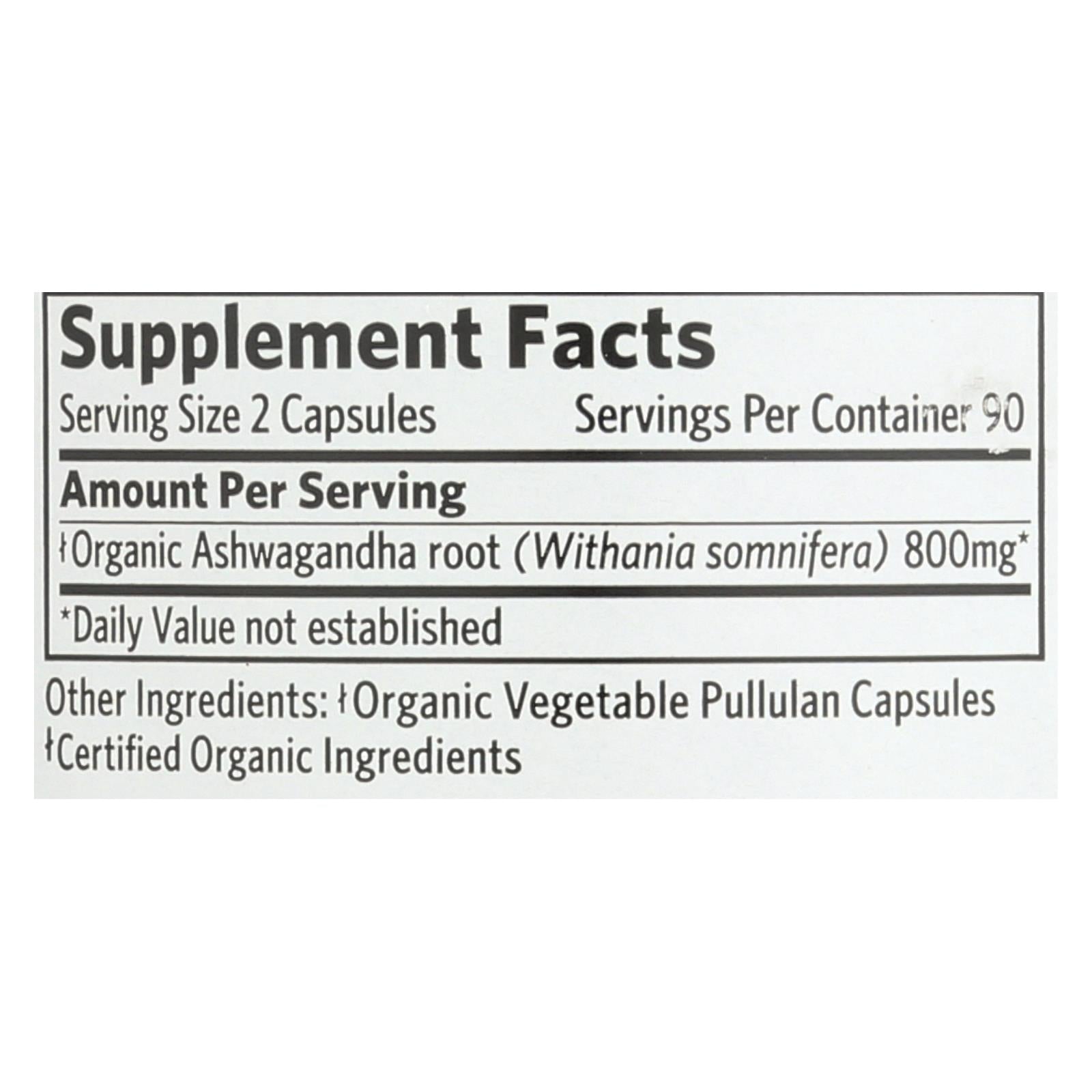 Ashwagandha de Organic India, 180 cápsulas vegetarianas