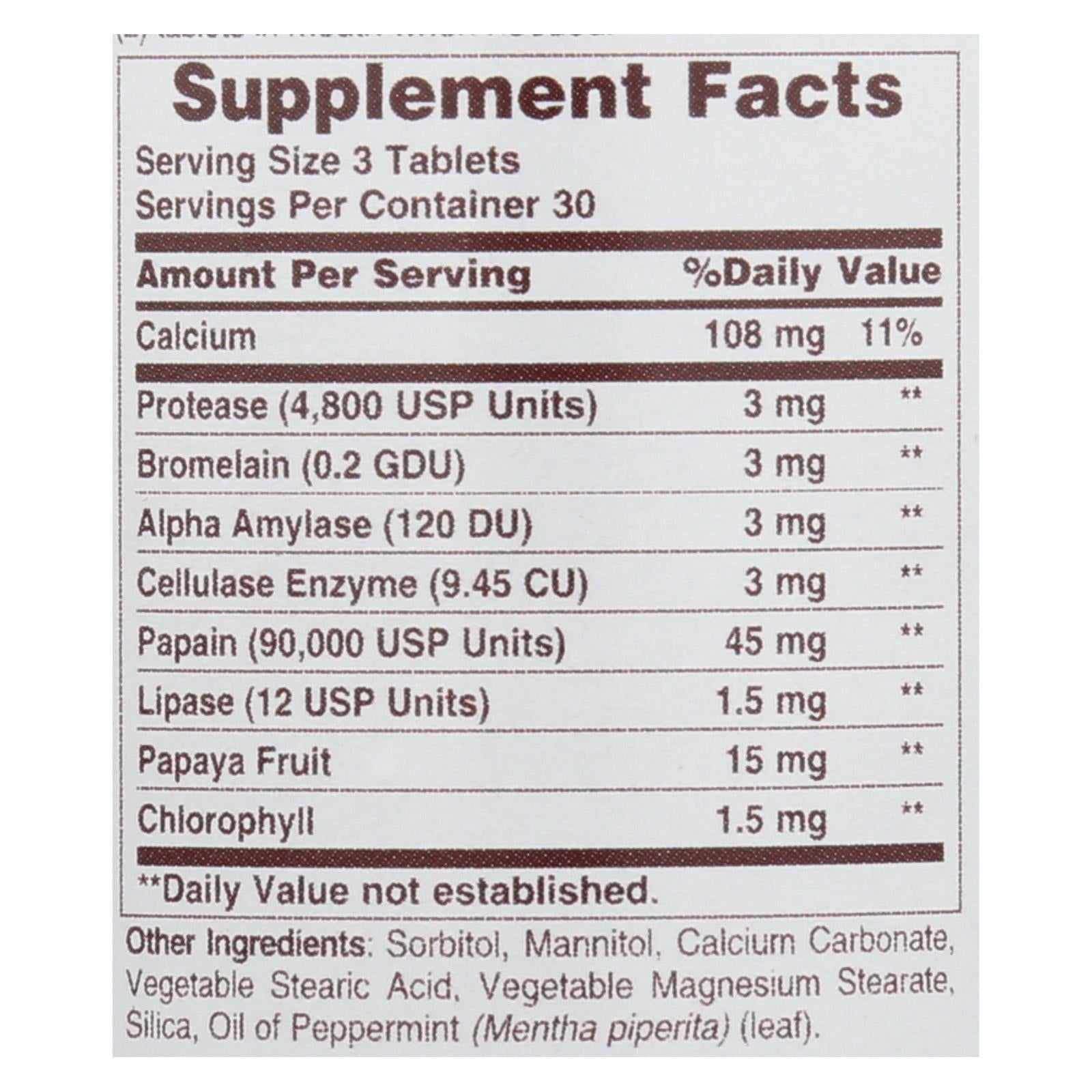 Comprimidos masticables Super Papaya Enzyme Plus de American Health para favorecer la digestión (90 unidades)