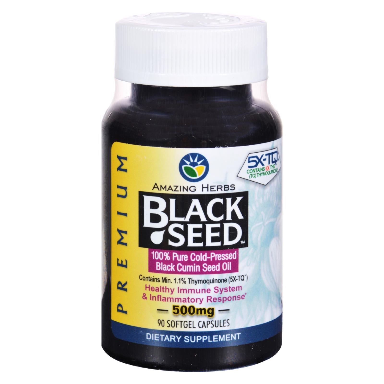 Aceite de semilla negra de Amazing Herbs - 90 cápsulas blandas